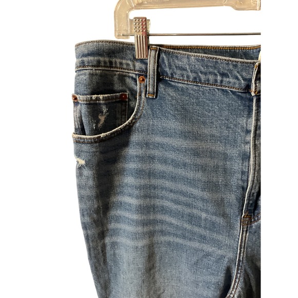 Abercrombie‎ & Fitch The 90s Slim Straight Ultra High Rise Blue Distressed Jeans - Picture 3 of 10